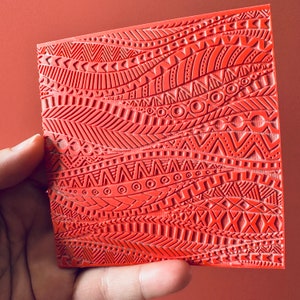 Texturstämplar för lera Tribal Flow Wave Boho Mönster polymerlera gummimatta bild 4