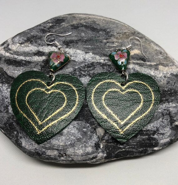 Leather on sale heart earrings