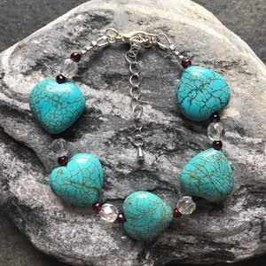 Turquoise Heart and Garnet bracelet.