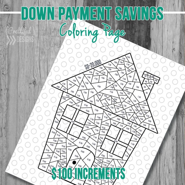 Home Down Payment Savings Tracker Saving Goal Financial Organizer Coloring Pages