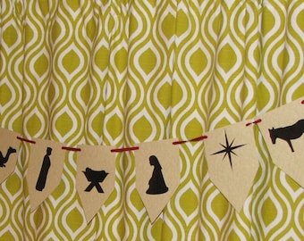 Nativity Silhouette Christmas Printable Paper Banner INSTANT DOWNLOAD pdf File