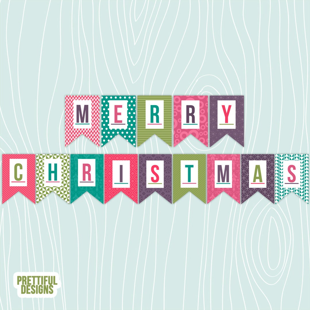 Merry Christmas Holiday Printable Banner Sent via Instant Download ...