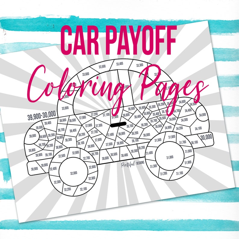 Download Car Payoff Coloring Pages Financial Organizer Debt Payoff | Etsy