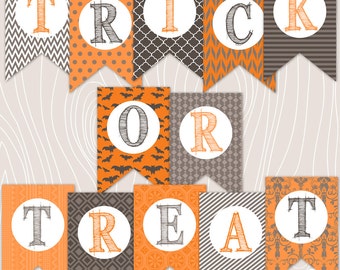Halloween Primitive Decor Trick or Treat Digital Instant Download Banner