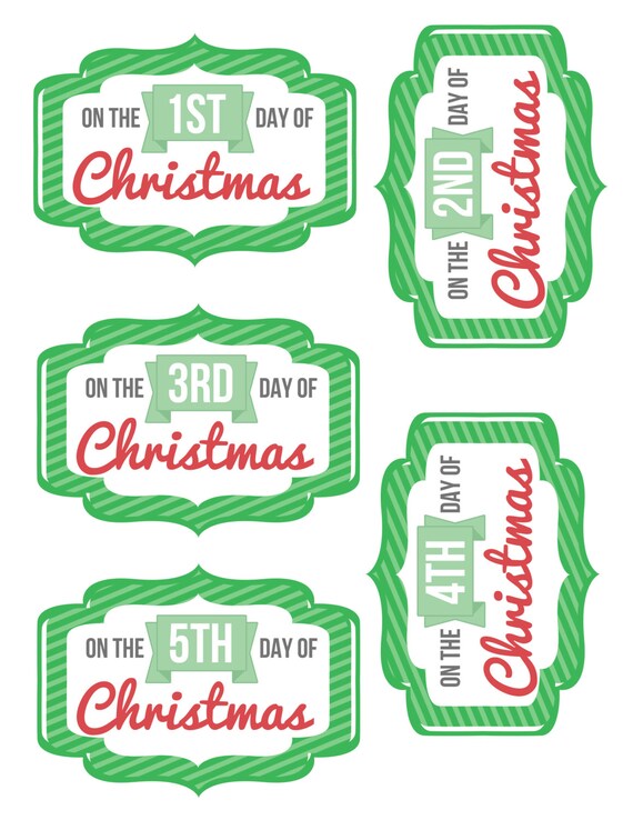 12 Days Of Christmas Printable Tags Etsy