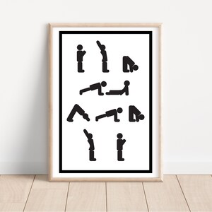 gym wall art yoga print| funny PRINTABLE decor | exercise room poster | digital download | sun salutation prints | boho decor