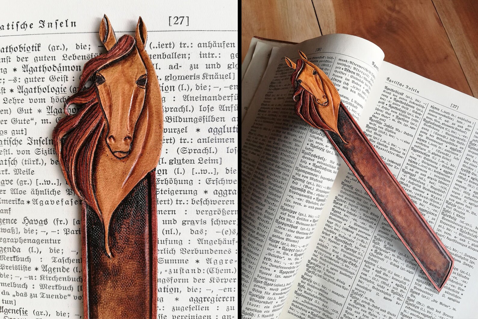MAROON HORSE BOOKMARK personalised leather customized Etsy
