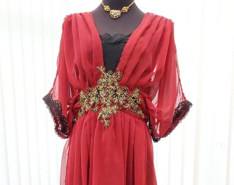 Edwardian burgundy wine dress Alternative red wedding dress Promenade dress Edwardian period dress handmade in England