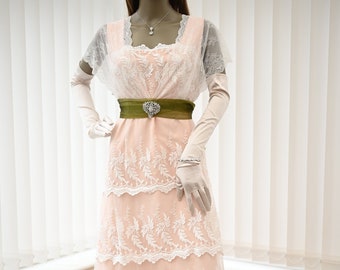 Edwardian Spitzenkleid Titanic inspiriert Hochzeitskleid für Downton Abtei Irgendwo in der Zeit Titanic Lunch 1912 kleid mit Spitze