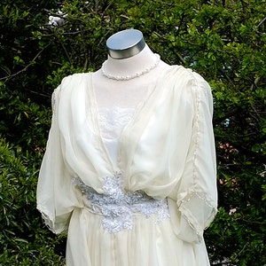 Cream Edwardian wedding dress with pearls and silver beads Downton Abbey inspired handmade in England Lady Mary styled Made to order