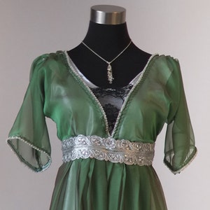 Edwardian emerald evening dress handmade in England Downton Abbey Titanic 1912 dress styled