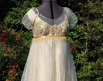 Gold dress - dazzling one of a kind alternative wedding dress, wedding anniversary dress Handmade in England LAST ONE!