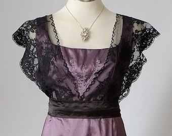 Edwardian dress evening dress in purple amethyst colour. Ready to send. 10US 12UK 40EU Fast shipping