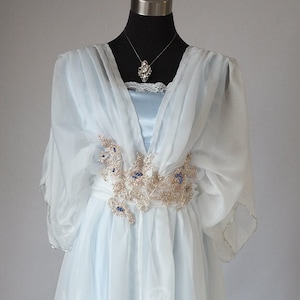 Edwardian ivory blue blush dress Plus size dress Downton Abbey inspired handmade in England Lady Mary styled Made to order