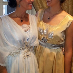 Romantic ivory wedding dress custom made in England