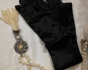 Opera length satin gloves