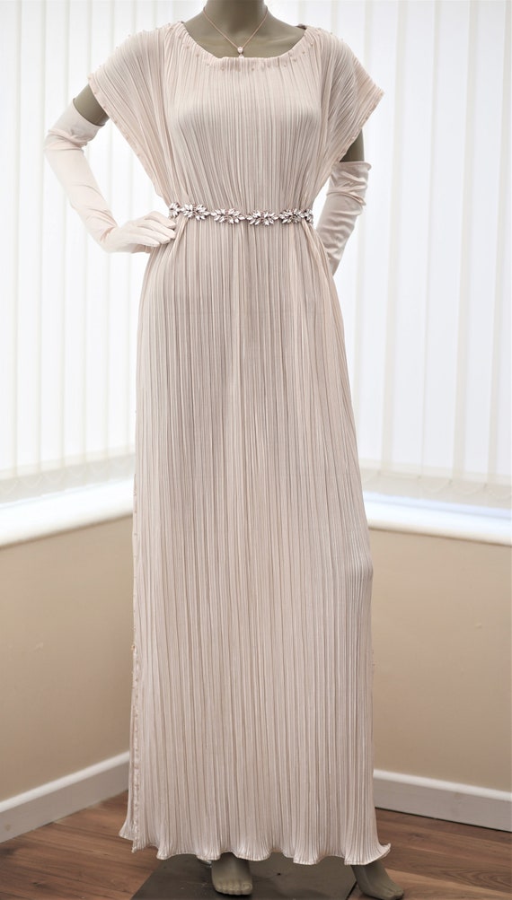 delphos pleated dress Custom Fortuny Delphos Dress - Handmade Pleated Satin Gown With Swarovski  Crystals - Perfect for Weddings and Special Occasions