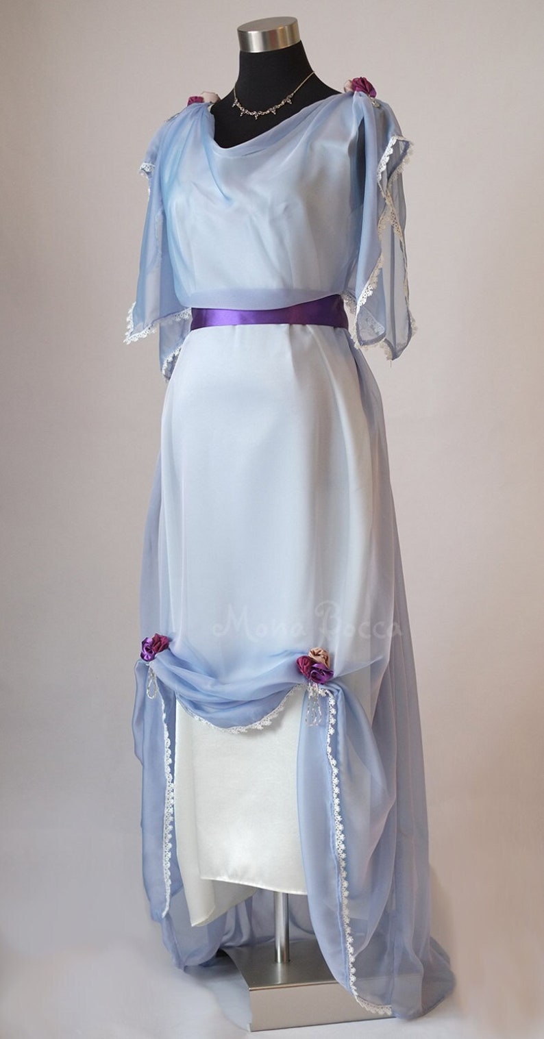 1900s Edwardian Dress, 1910s Dresses and Gowns     Edwardian light blue evening dress Gilded Age Downton Abbey inspired Titanic styled dress Made in England  AT vintagedancer.com