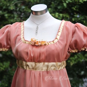 Jane Austen peach blossom Regency dress Empire gown Jane Austen ball dress in handmade in England Made to order