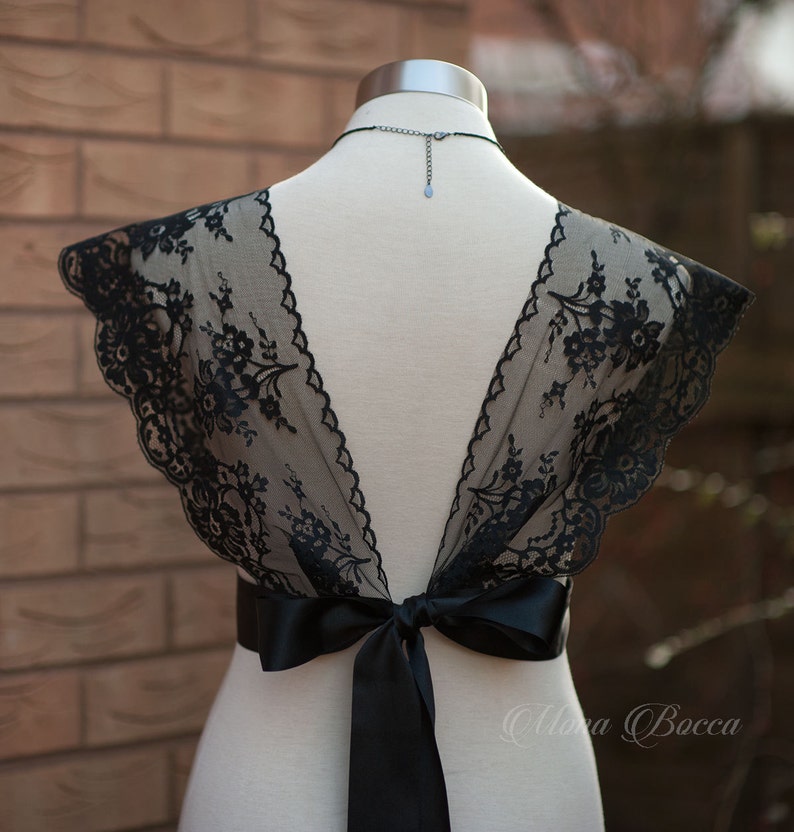 Lace wrap, lace bolero, lace top, lace cover, black lace wrap, cover up, lace shrug, lace jacket, bridal cover up, Victorian wrap image 4