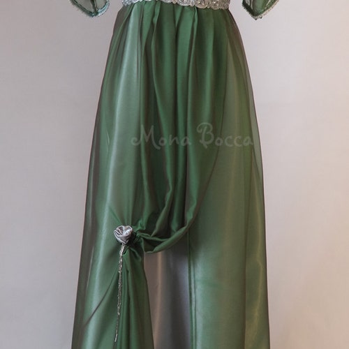 Edwardian emerald evening dress handmade in England Downton Abbey Titanic 1912 dress styled