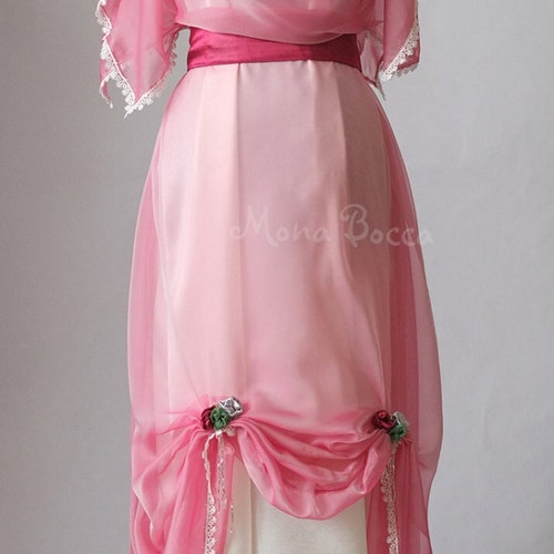 Edwardian pastel pink evening dress Gilded Age gown Downton Abbey inspired Titanic styled dress made in England