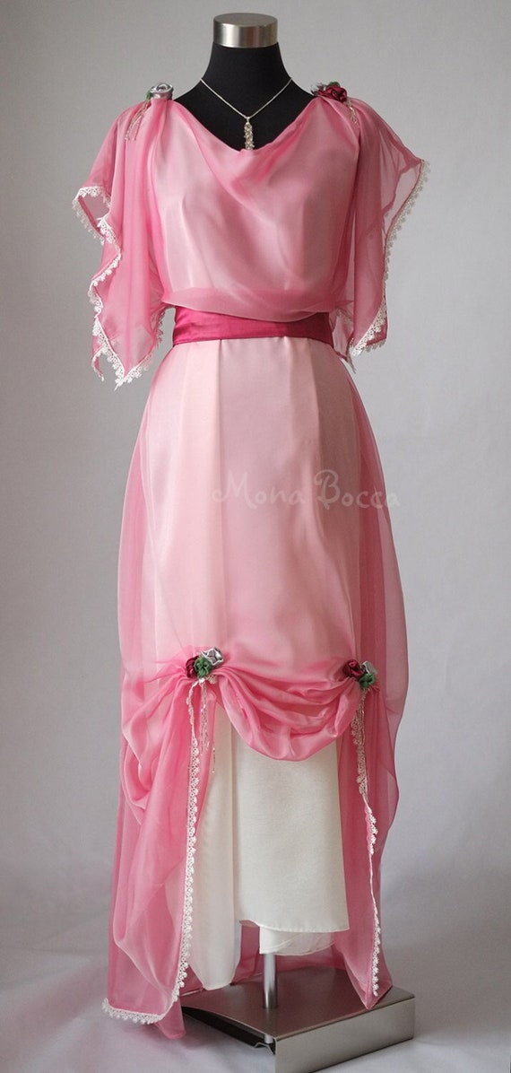 Edwardian Pastel Pink Evening Dress Gilded Age Gown Downton Abbey Inspired  Titanic Styled Dress Made in England - Etsy