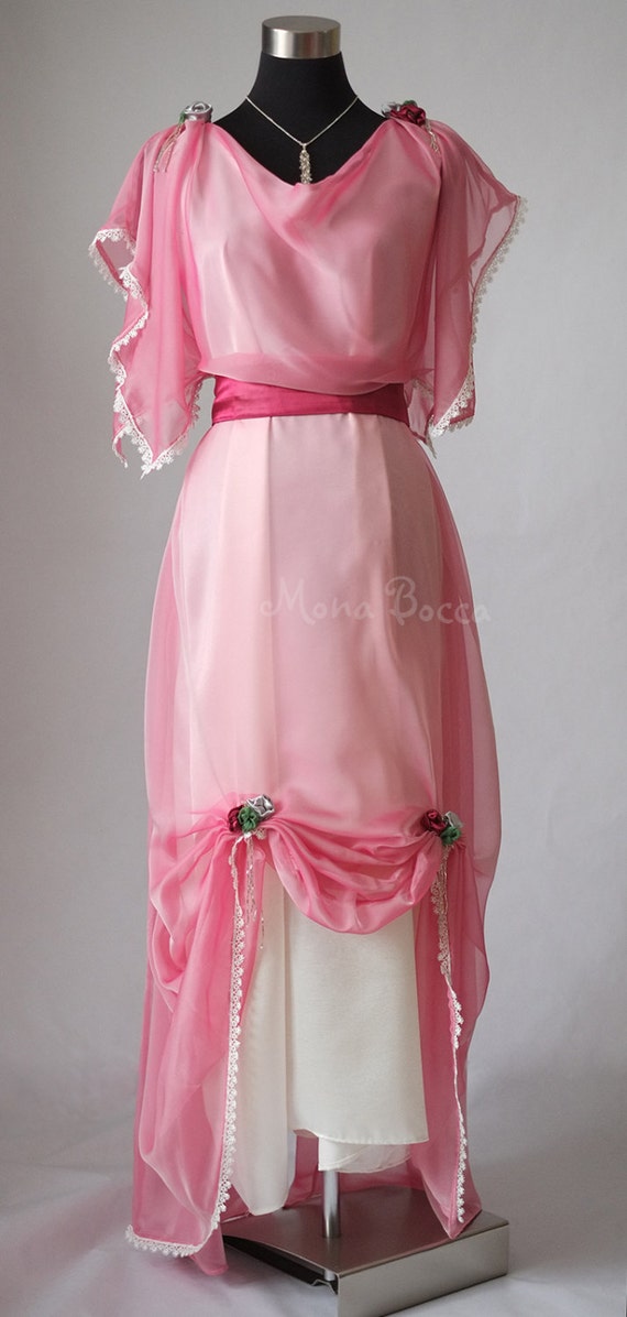 Edwardian pastel pink evening dress made in England Downton | Etsy