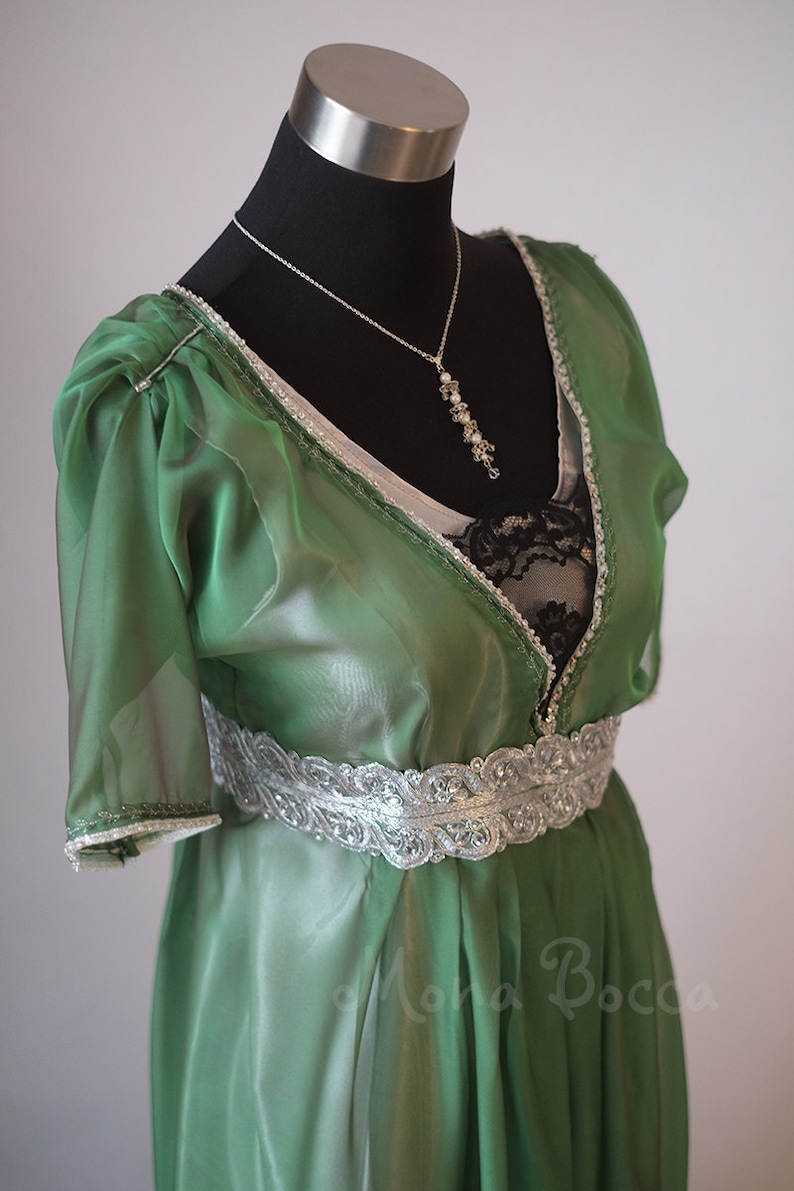 Edwardian emerald evening dress handmade in England Downton Abbey Titanic 1912 dress styled image 3