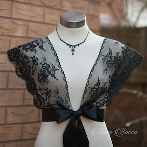 Lace wrap, lace bolero, lace top, lace cover, black lace wrap, cover up, lace shrug, lace jacket, bridal cover up, Victorian wrap image 2