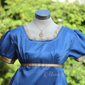 Empire dress  blue Regency dress Empire gown Jane Austen ball dress in handmade in England Blue wedding dress