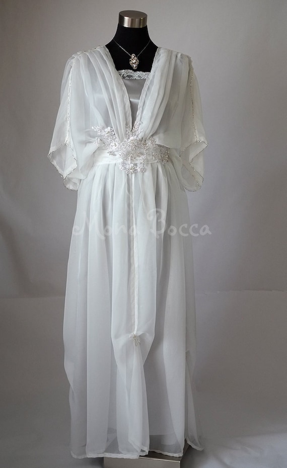 Edwardian wedding dress ivory silver Downton Abbey inspired handmade in England Lady Mary styled Made to order Express