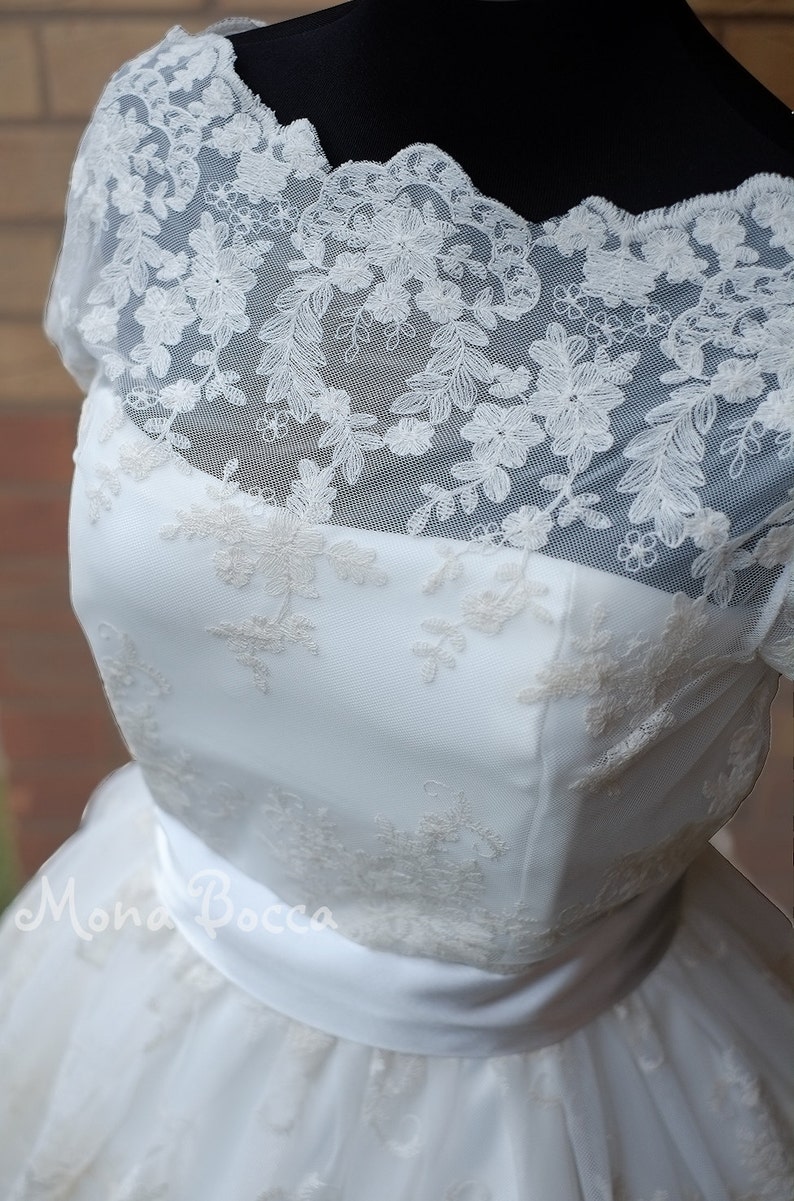 50's Wedding Dress With Edwardian Lace Hepburn Style Made | Etsy