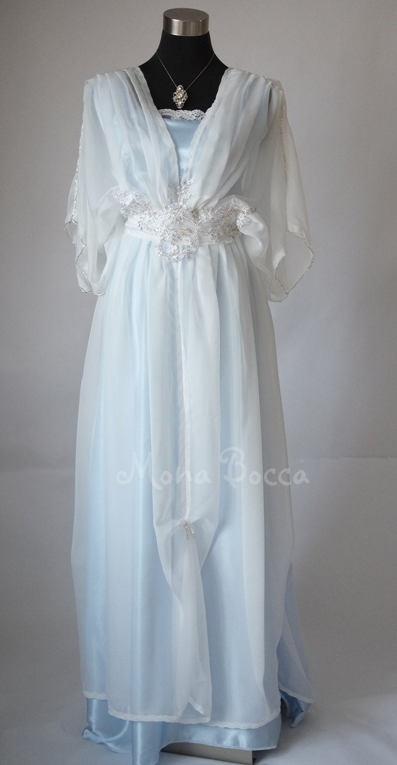 Edwardian Ivory Blue Dress Downton 