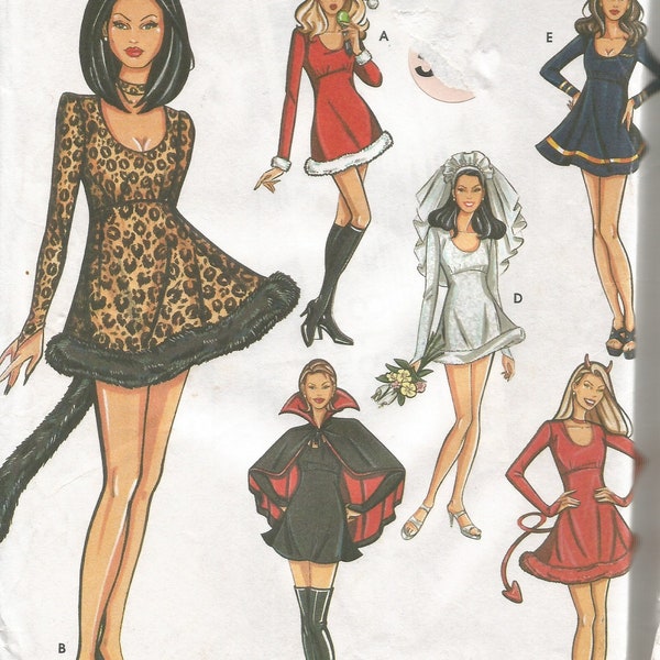 9313 Simplicity Sewing Pattern Sexy She Devil Bride Cat Costumes Size 6 8 10 12 Halloween