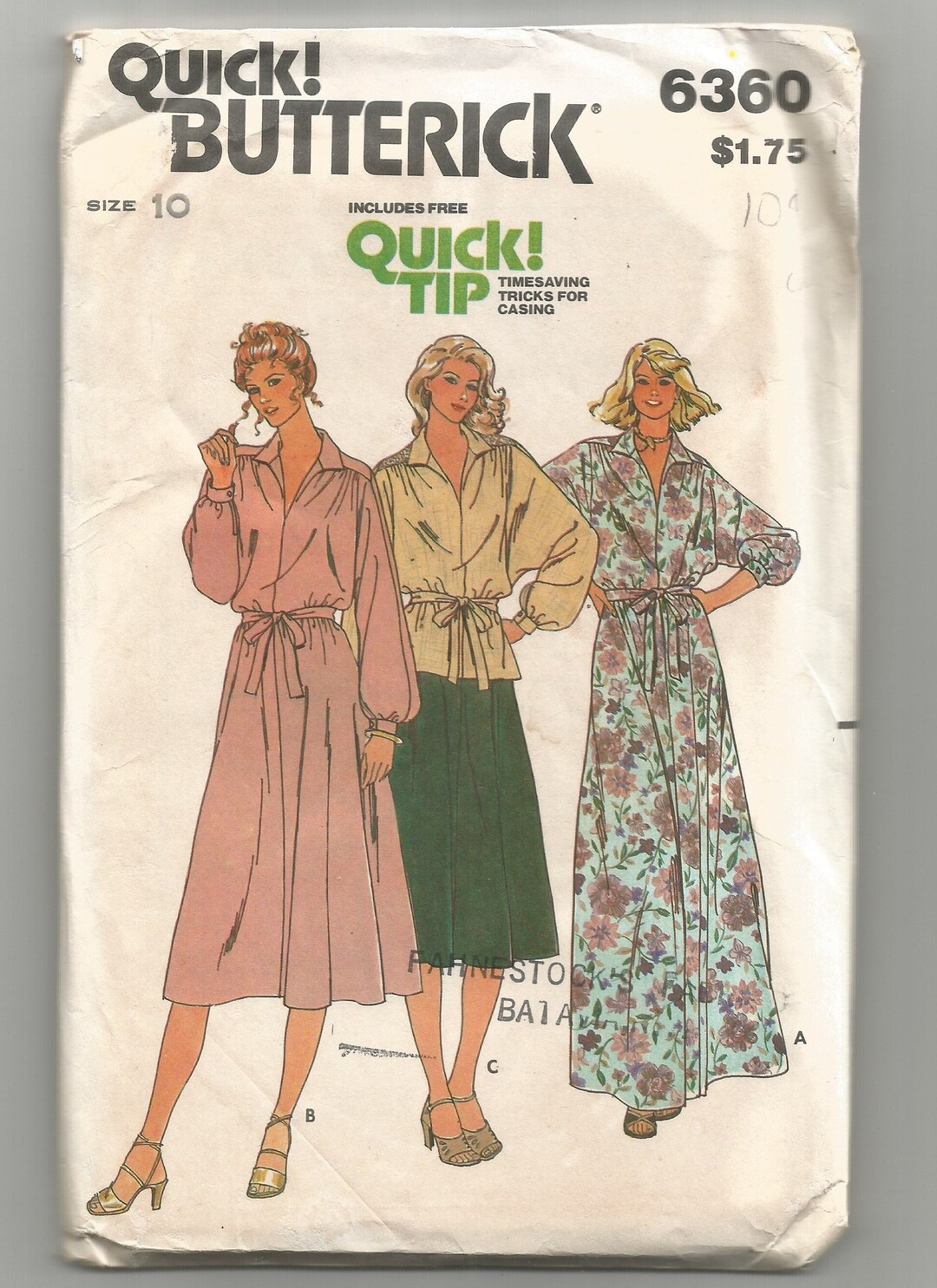 6360 Butterick Sewing Pattern UNCUT Dress Top Skirt Size 10 Vintage