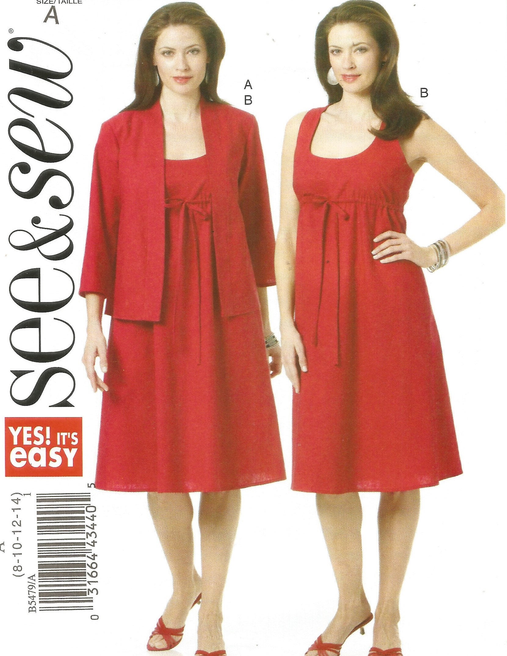 5479 See & Sew Sewing Pattern UNCUT Pullover A-Line Dress Jacket Size 8 10 12 14 5479 See & Sew Sewing Pattern UNCUT Pullover A-Line Dress Jacket Size 8 10 12 14