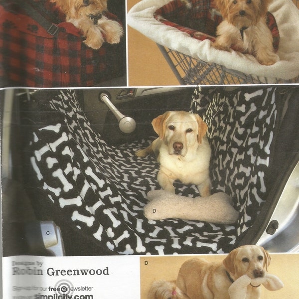 2984 Simplicity Sewing Pattern UNCUT Travel Accessories for Dogs Car Seat Cover Pet Toys