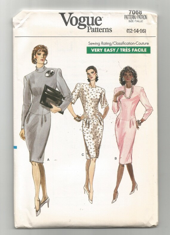 7068 Vogue Sewing Pattern UNCUT Petite Dress Plus Size 12 14 - Etsy