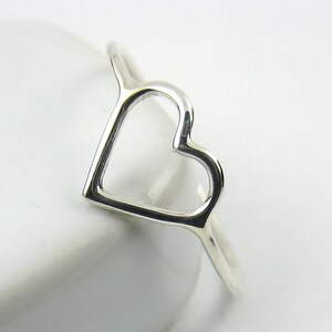 Sterling Silver Heart Ring, Sterling Silver Ring, Skinny Ring, Open Heart Ring, Slim Ring, Minimalist Ring