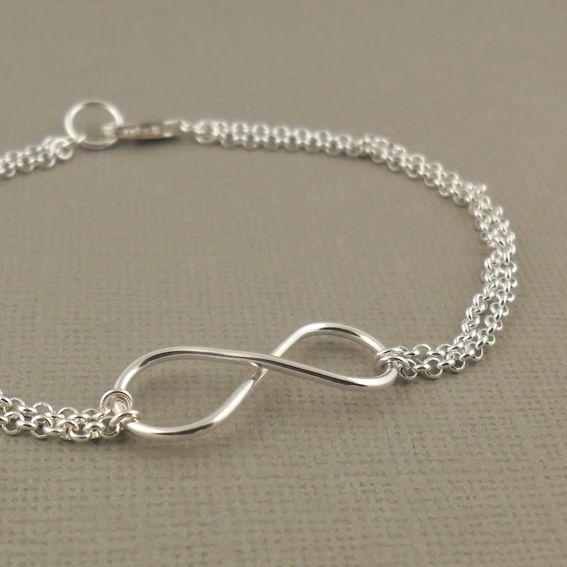 Large Infinity Bracelet, Double Chain Infinity Bracelet, Sterling Silver Bracelet 925, Figure Of Eight Bracelet, Sterling Silver Jewellery image 3