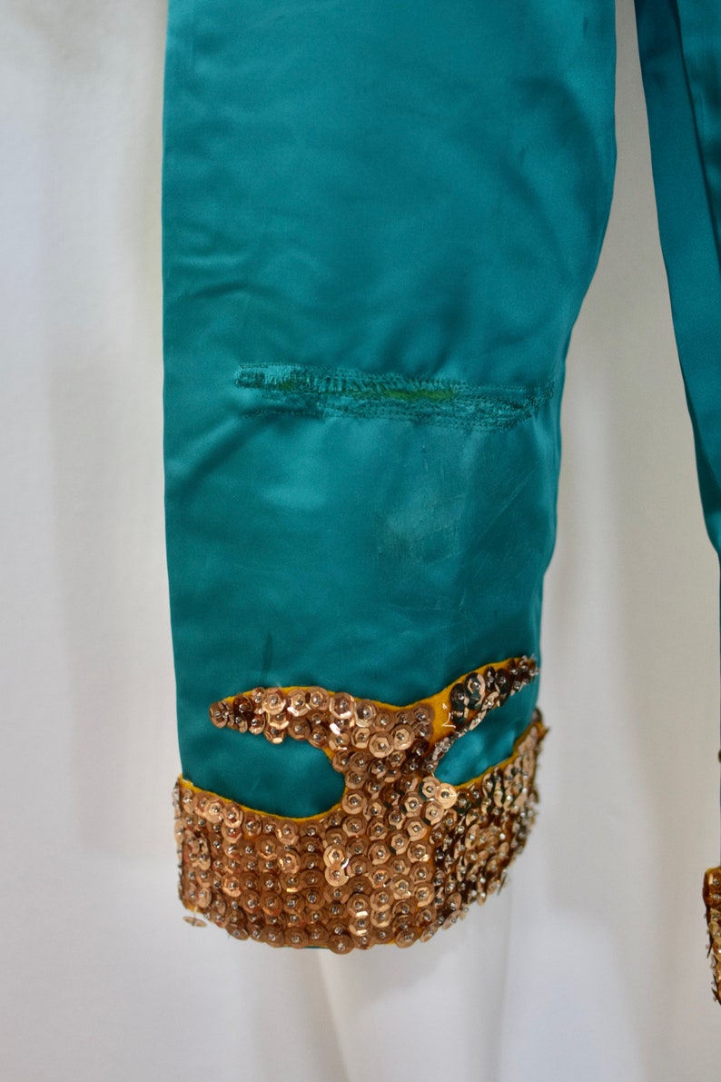 60s Dragon Costume/ Vintage Satin Sequin Outfit/ Green Pants - Etsy