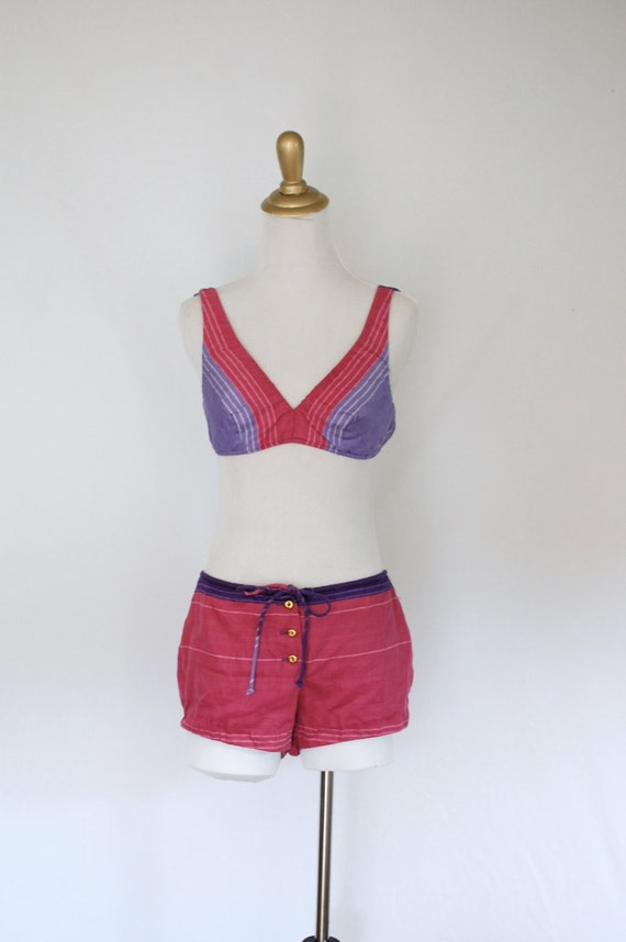 70s Junior House Bikini/ 1970s Boy Short Bikini/ Retr… - Gem