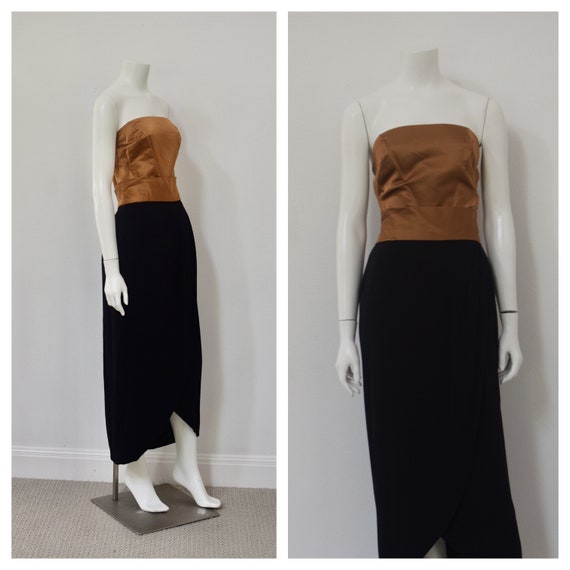 Audrey Hepburn Style Dress/ 60s Strapless Evening