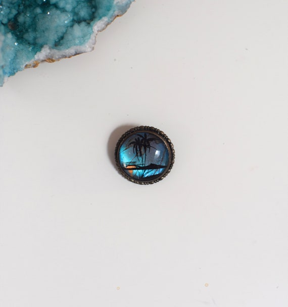 Vintage 40s Butterfly Wing Pin/ Tropical Beach Sea