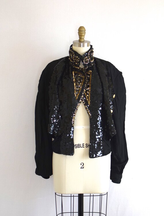 Sequined Evening Jacket/ Modi Beaded Jacket/ 80s … - image 6
