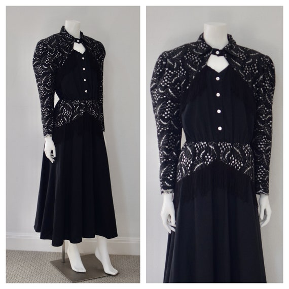 1980s Country Western Fringe Dress/ Lace Dolly Par