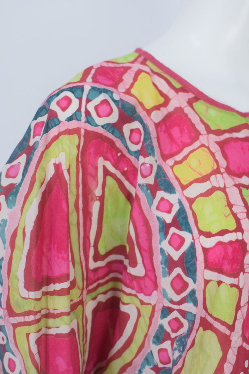 Pink Batik Tunic Sri Lankin Patterned Shirt Womens Small Medium Large