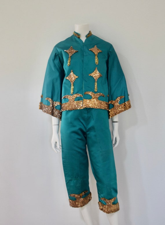 60s Dragon Costume/ Vintage Satin Sequin Outfit/ … - image 2