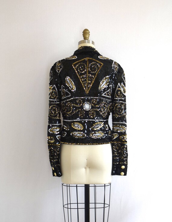 Sequined Evening Jacket/ Modi Beaded Jacket/ 80s … - image 4